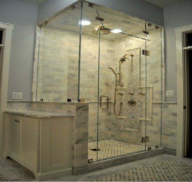 frameless tempered glass corner shower